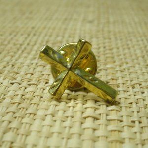 Vintage Gold Metal Cross Lapel Pin or Tie Tack
